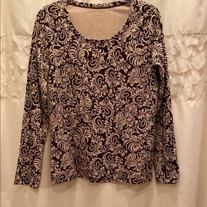 White Stag Brown and Beige Long Sleeve Top